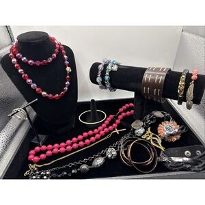 Vintage Lot of 15 Necklaces, Bracelets, Earrings And/or Brooches See Pics
